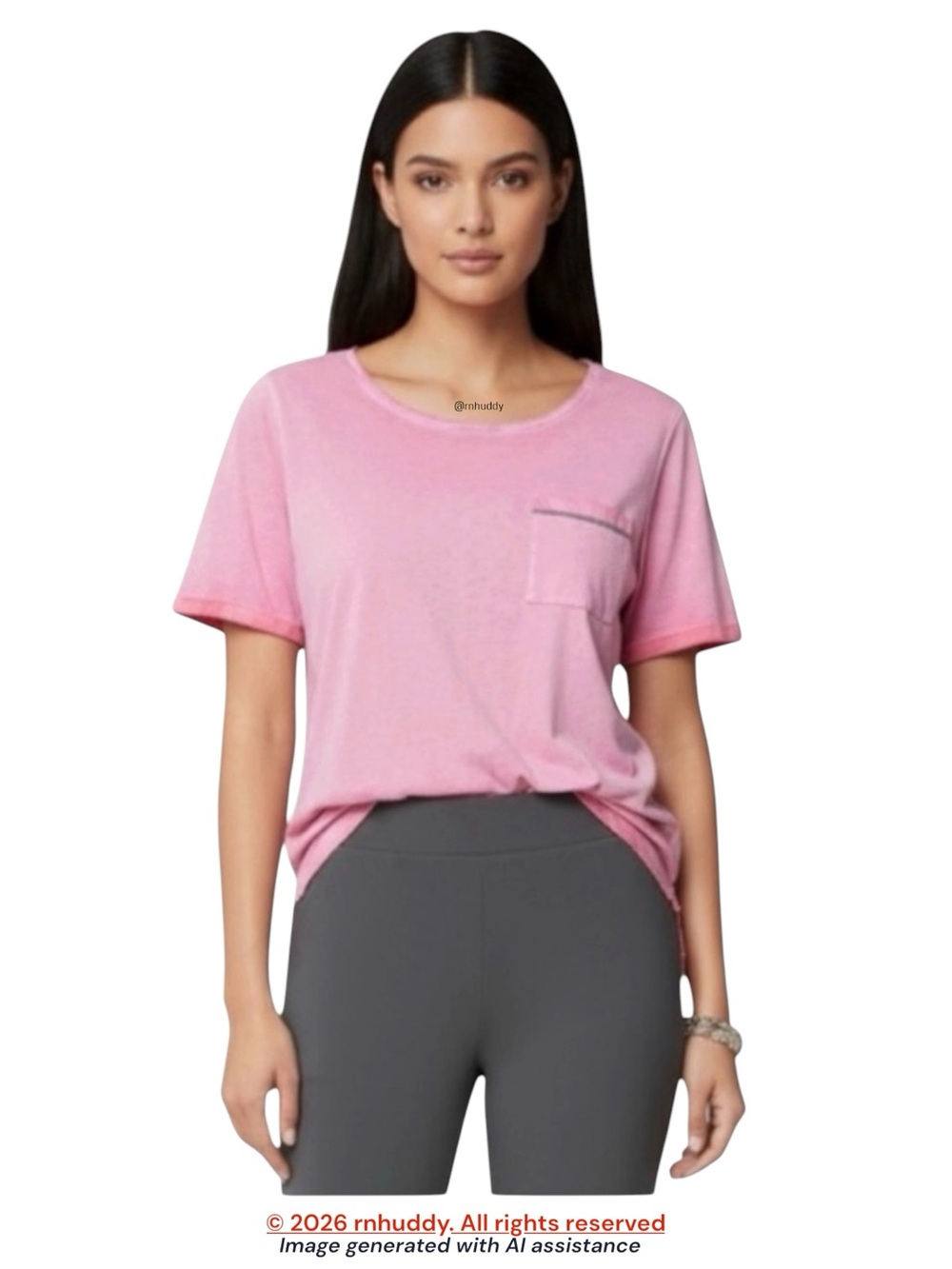 Brax S washed pink Collette cotton pocket tee